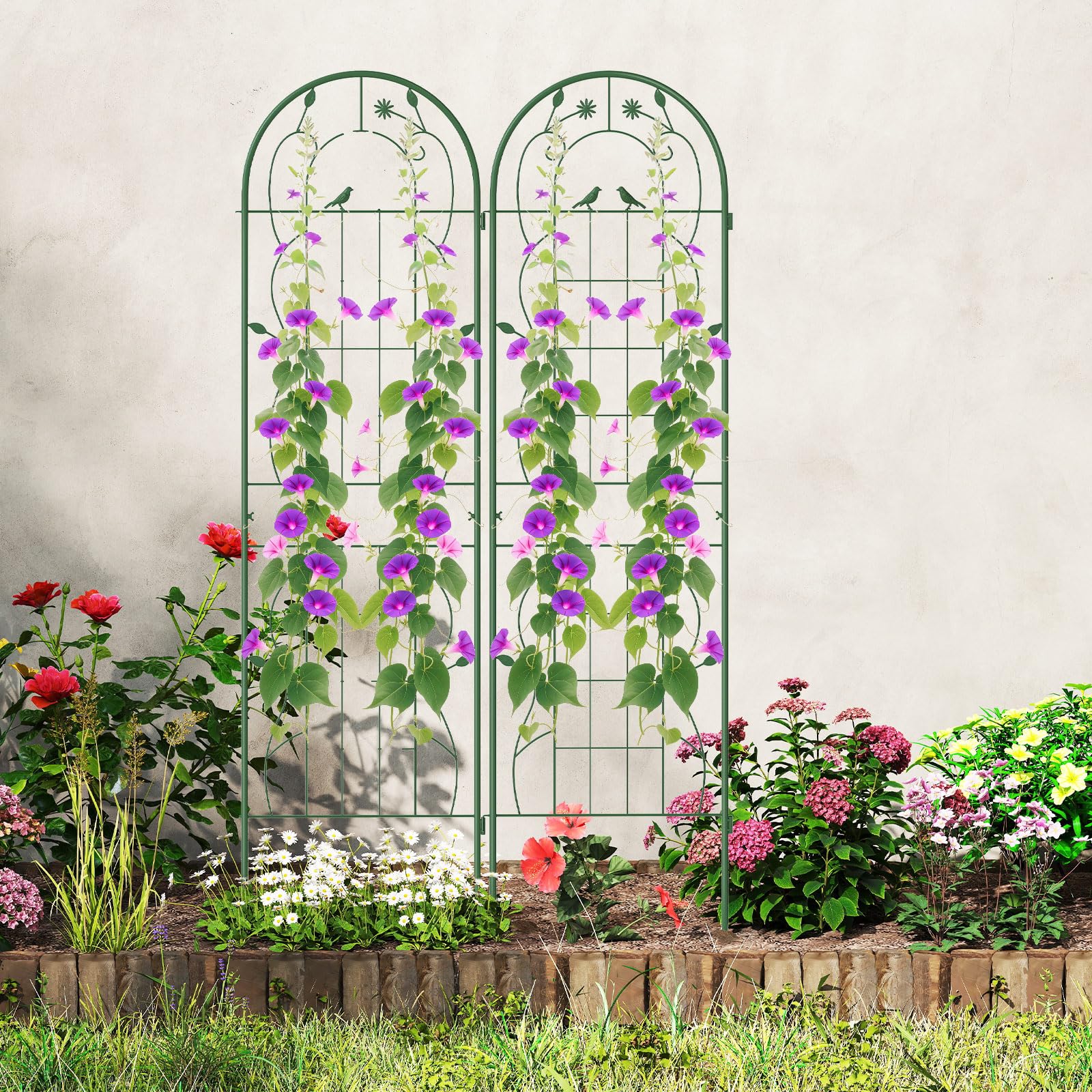 RELAX4LIFE 2/4 Piezas de Enrejados para Plantas Trepadoras, Celosias para Terraza Exterior de Metal con Altura 180/220cm para Pepinos, Rosas, Uvas, Valla Jardin Exterior (Verde,180x50cm; 2 Pcs)
