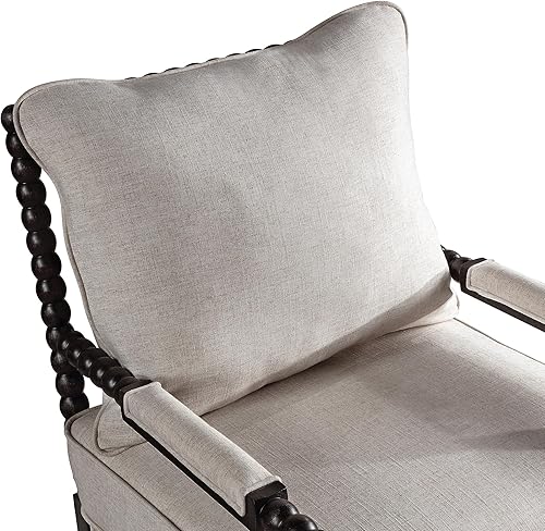 Miniatura 6 de DUHOME Linen Fabric Spindle Accent Chair with Wood Frame,Bobbin Chair with High Resilience Spring Cushion and Armrest Pads, Leisure Armchair for