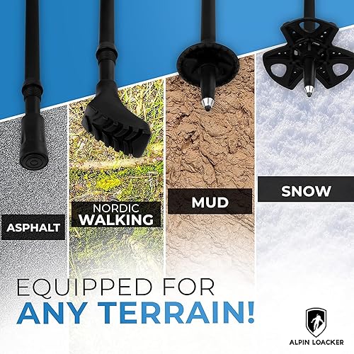 Miniatura 5 de ALPIN LOACKER Bastones de trekking plegables para senderismo I Bastones de senderismo de carbono o aluminio, ultraligeros I Bastones de trekking