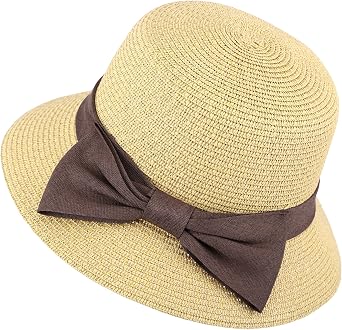 Womens Summer Roll Up Wide Brim Braided Straw Outdoor Hat,Nature