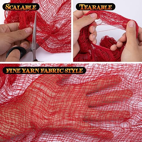 Miniatura 31 de Watayo Paquete de 8 paños espeluznantes de Halloween, tela espeluznante de 72 x 30 pulgadas, tela de araña elástica de Halloween, gasa espeluznante
