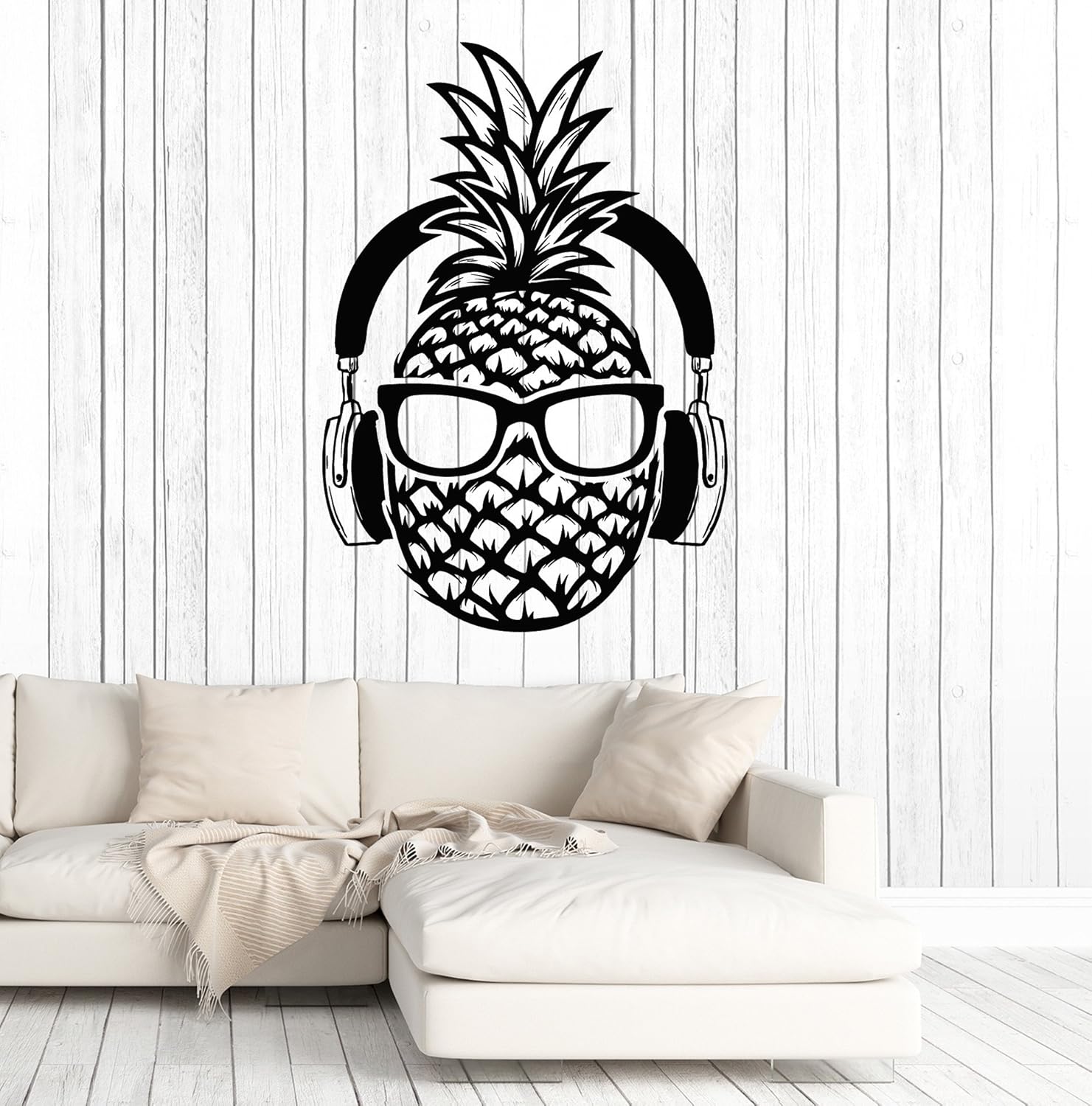 Vinyl Wall Decal Pineapple Headphones Music Art Teen Room Stickers Mural Large Decor (ig4994) Sky Blue