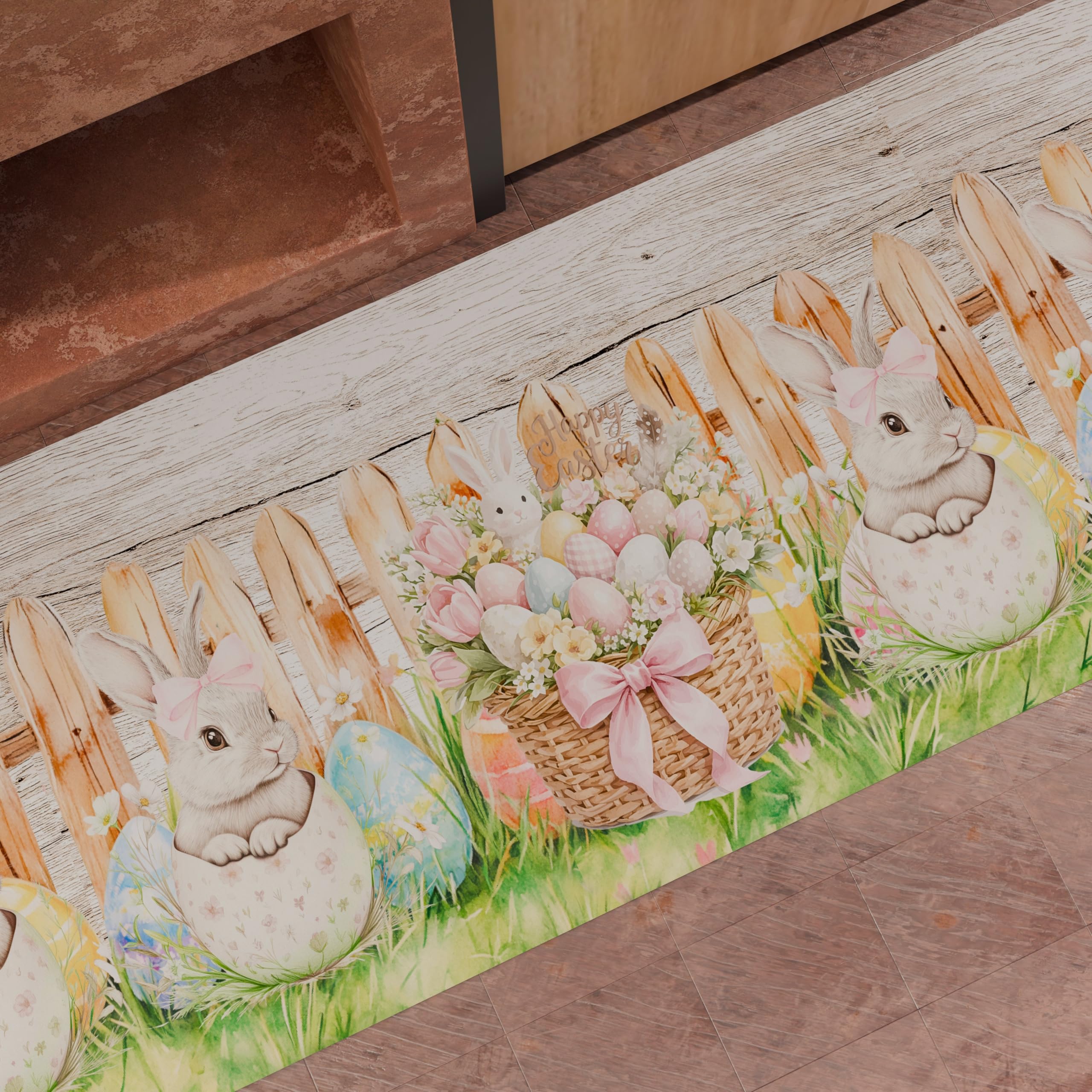 PETTI Artigiani Italiani - Tappeto Cucina Pasqua Antiscivolo Lavabile in Lavatrice, Passatoia Cucina Primavera, Tappeto Pasquale, 52x280 cm, Pasqua 34, 100% Made in Italy