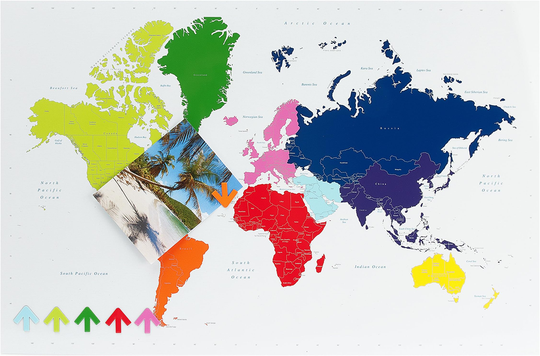 World Map Magnetic Memo Board, Multicolored