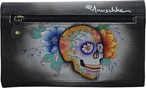 Miniatura 2 de Anuschka Embrague de tres pliegues de cuero pintado a mano para mujer Flmingos flamboyantes