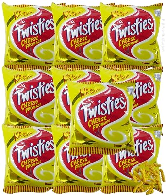 حزمة الوجبات الخفيفة بنكهة الجبن Twisties مكونة من 10 x 20 جم بنكهة الجبن الفريدة الحقيقية! وجبة خفيفة من الجبن تويستيز لذيذة!
