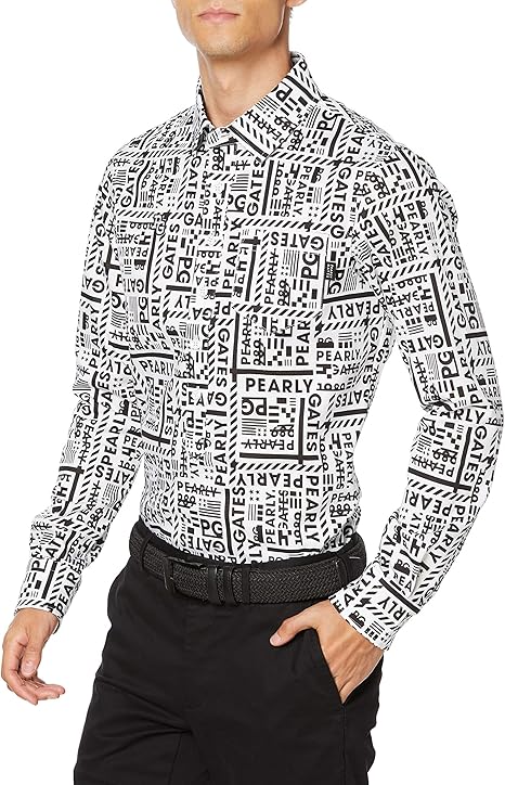 Amazon パーリーゲイツ メンズ 長袖 ポロシャツ 格子 ブロックロゴ Tcポンチローマ 053 031 格子ロゴ 日本 4 M 日本サイズm相当 ポロシャツ 通販