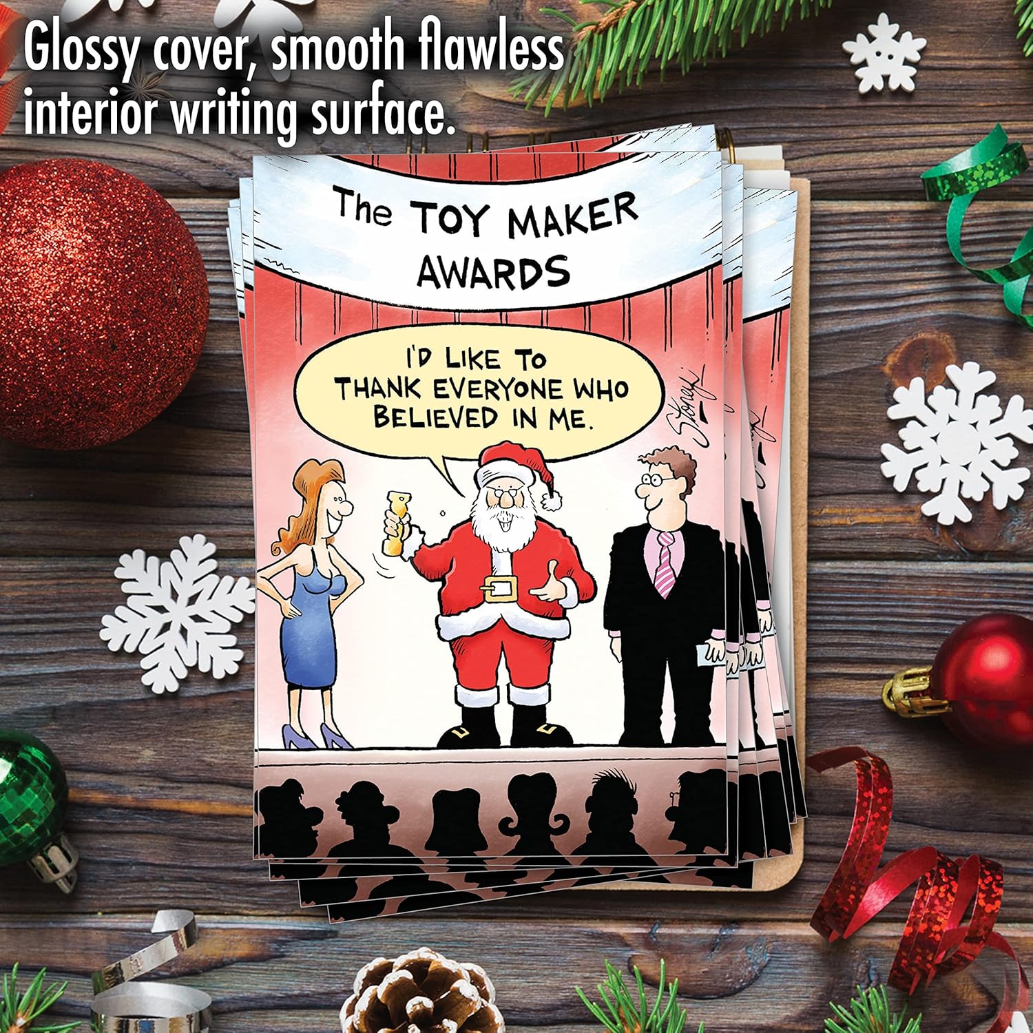 NobleWorks, Toy Maker Awards - 12 Christmas Thank You Cards - Boxed Santa Claus Greetings, Holiday Gratitude (1 Design, 12 Cards) C1176XTG-B12x1