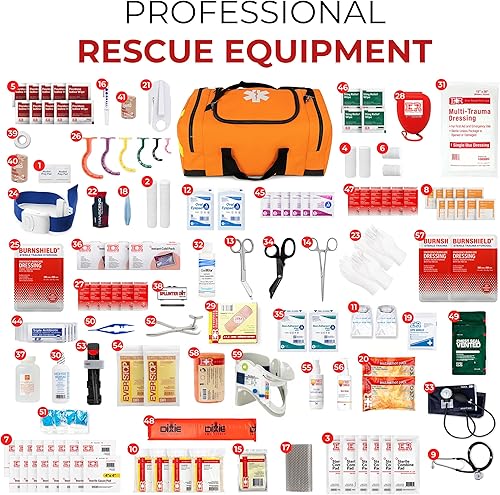 Miniatura 2 de Bolsa de trauma EMT grande  Kit de primeros auxilios totalmente abastecido con torniquete, gasa, máscara de RCP, tijeras de trauma y suministros