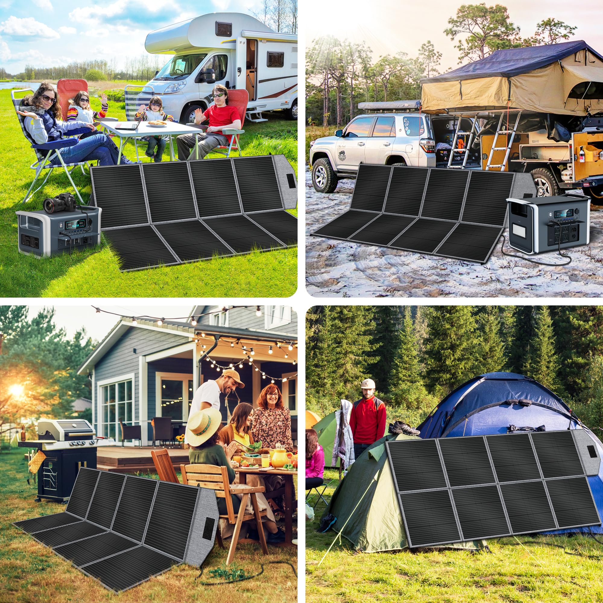 Pannello Solare Portatile 400W 41V, 25% Efficienza Pannello Solare Pieghevole/IP67 Impermeabile, Pannello solare, Modulo solare da 400 W per Balcone, Camper, Roulotte, Barca, Campeggio, Casa