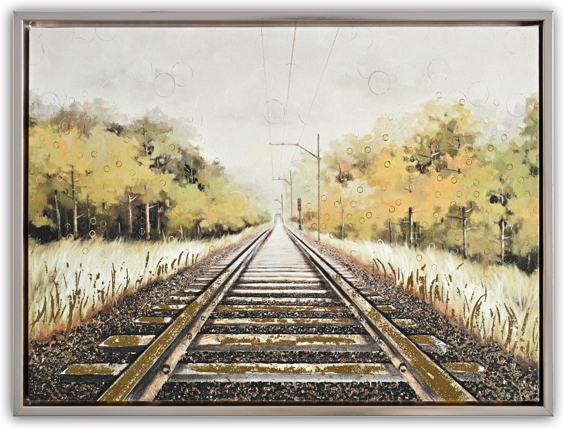 EyeArtHouseFramed Abstract Canvas Wall Art, 10x8 Inch Forest Rail Track Vintage Wall Art Decor Paintings, Oil Painting for Living Room, Bedroom, Office