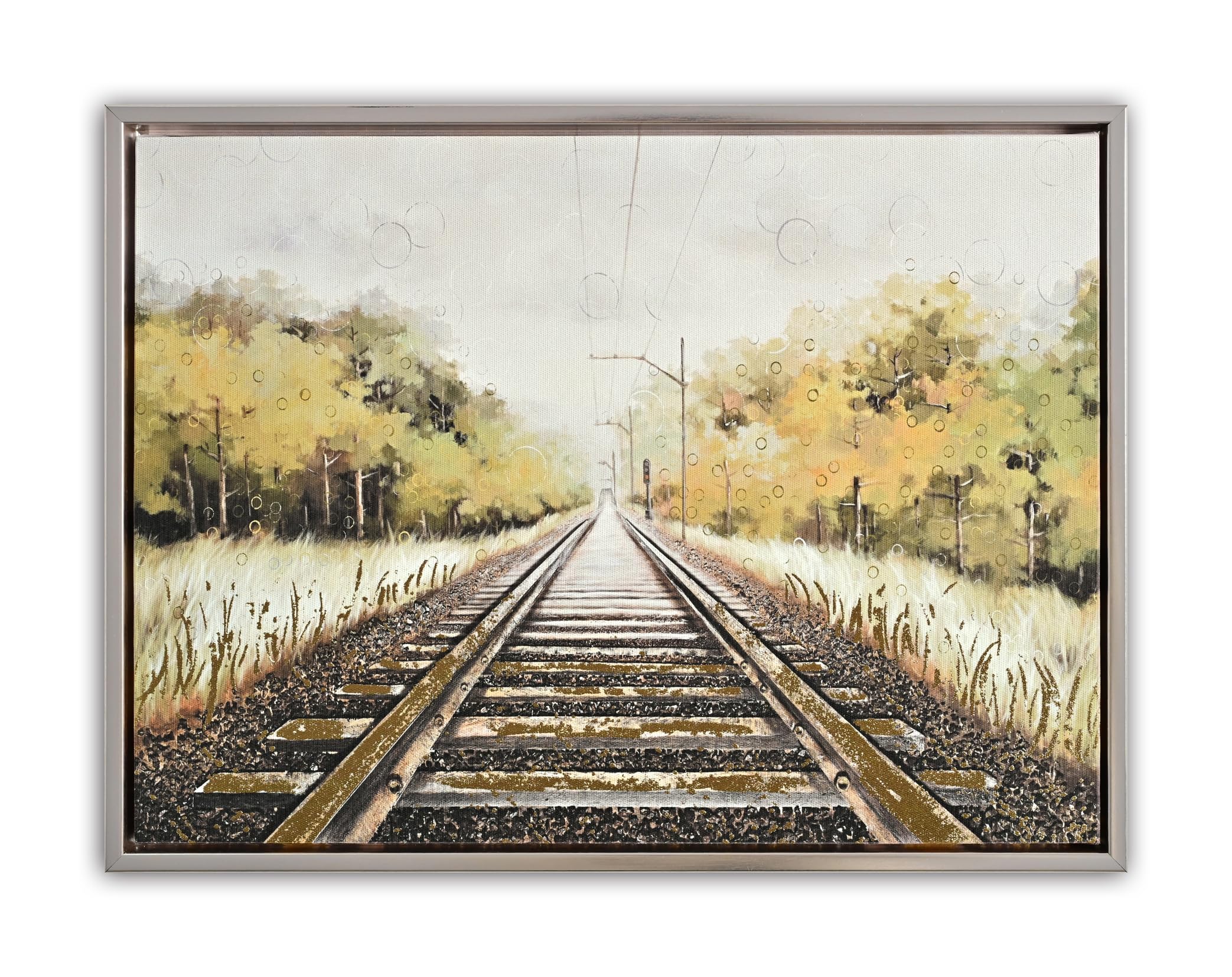 EyeArtHouseFramed Abstract Canvas Wall Art, 10x8 Inch Forest Rail Track Vintage Wall Art Decor Paintings, Oil Painting for Living Room, Bedroom, Office