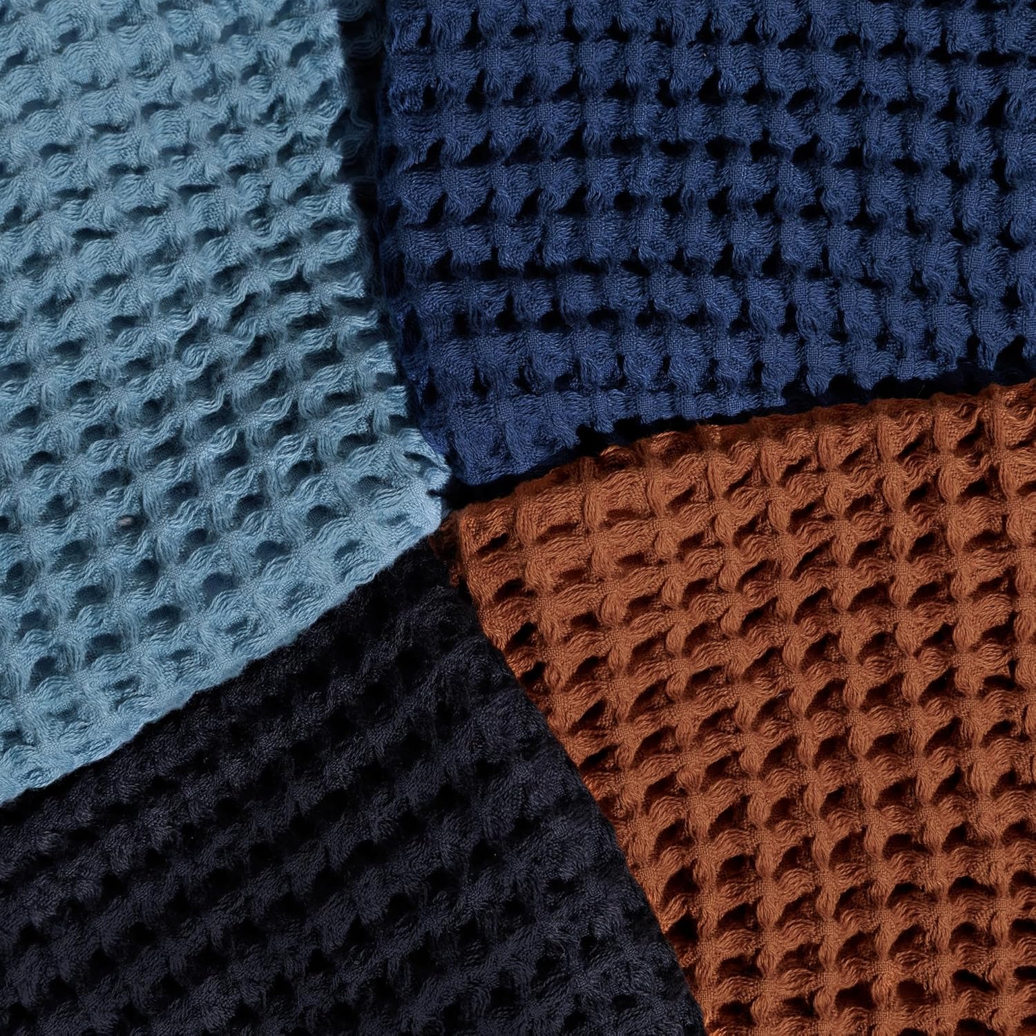 DEMMEX Organic Cotton Waffle Turkish Hand Towels for Bathroom & Kitchen, Large 20x30 in, 100% Oeko-TEX Certified Ultra Soft Turkish Cotton, Lightweight Quick Dry Waffle Weave, Set 2 (Terracotta)