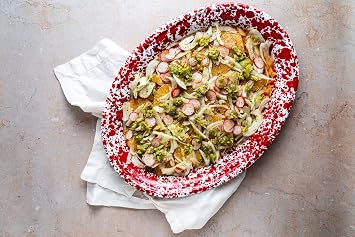 Crow Canyon Home Enamelware Oval Platter, 17.5 inch, Black/White Splatter