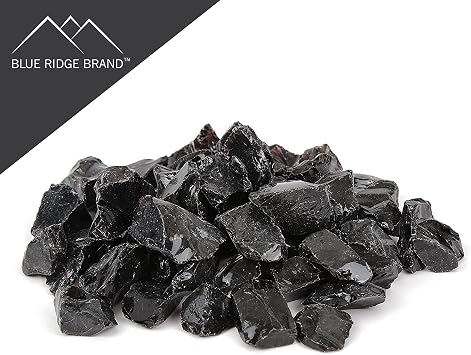 Crushed Fire Pit Glass for Fire Bowls (Black, 10 lb)