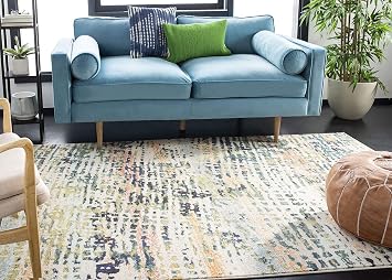 SAFAVIEH Madison Collection Area Rug - 10' x 14', Beige & Navy, Modern Abstract Design, Non-Shedding & Easy Care, Ideal for High Traffic Areas in Living Room, Bedroom (MAD454A)