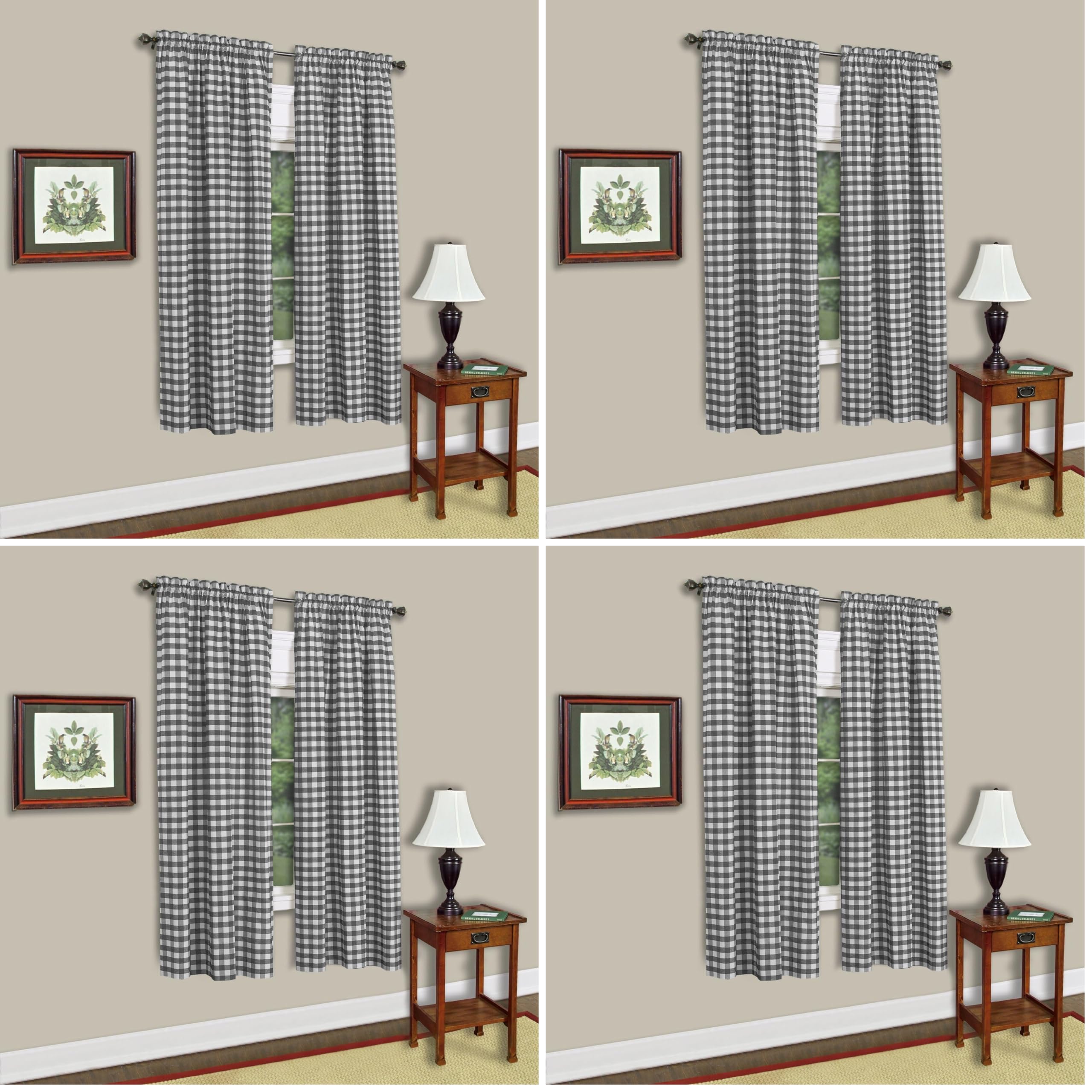 Sweet Home Collection Kitchen Window Curtain Treatment Panel, 63", Sage (Pack of 4)