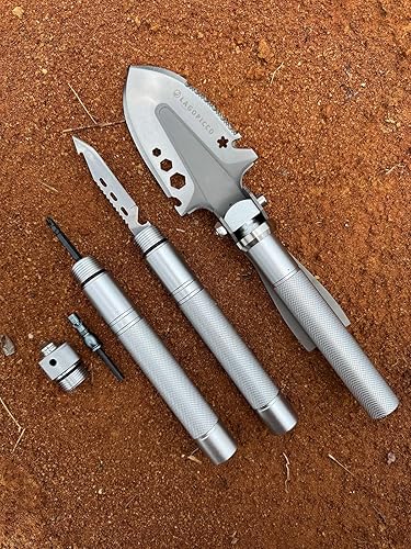 Miniatura 2 de Pala de supervivencia 2 en 1 con pico, multiherramienta plegable ajustable de 3 secciones, equipo táctico resistente para camping, senderismo,