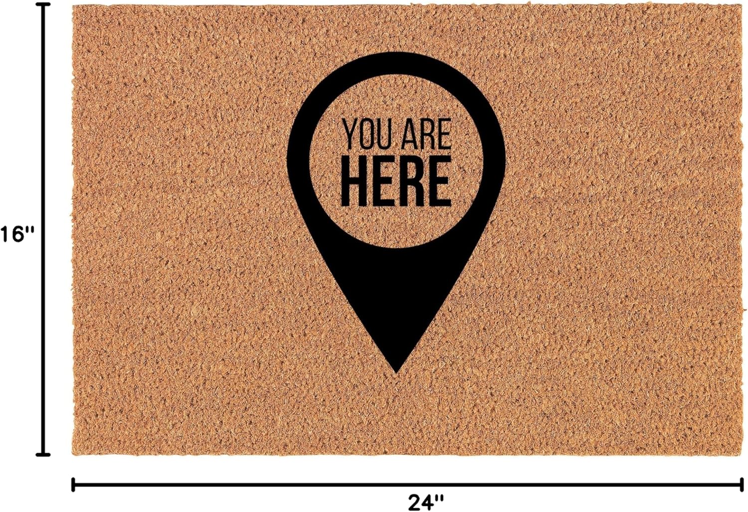 Welcome Doormat Natural Coco Coir Door Mat You are Here Map Pin Funny (30" x 18")
