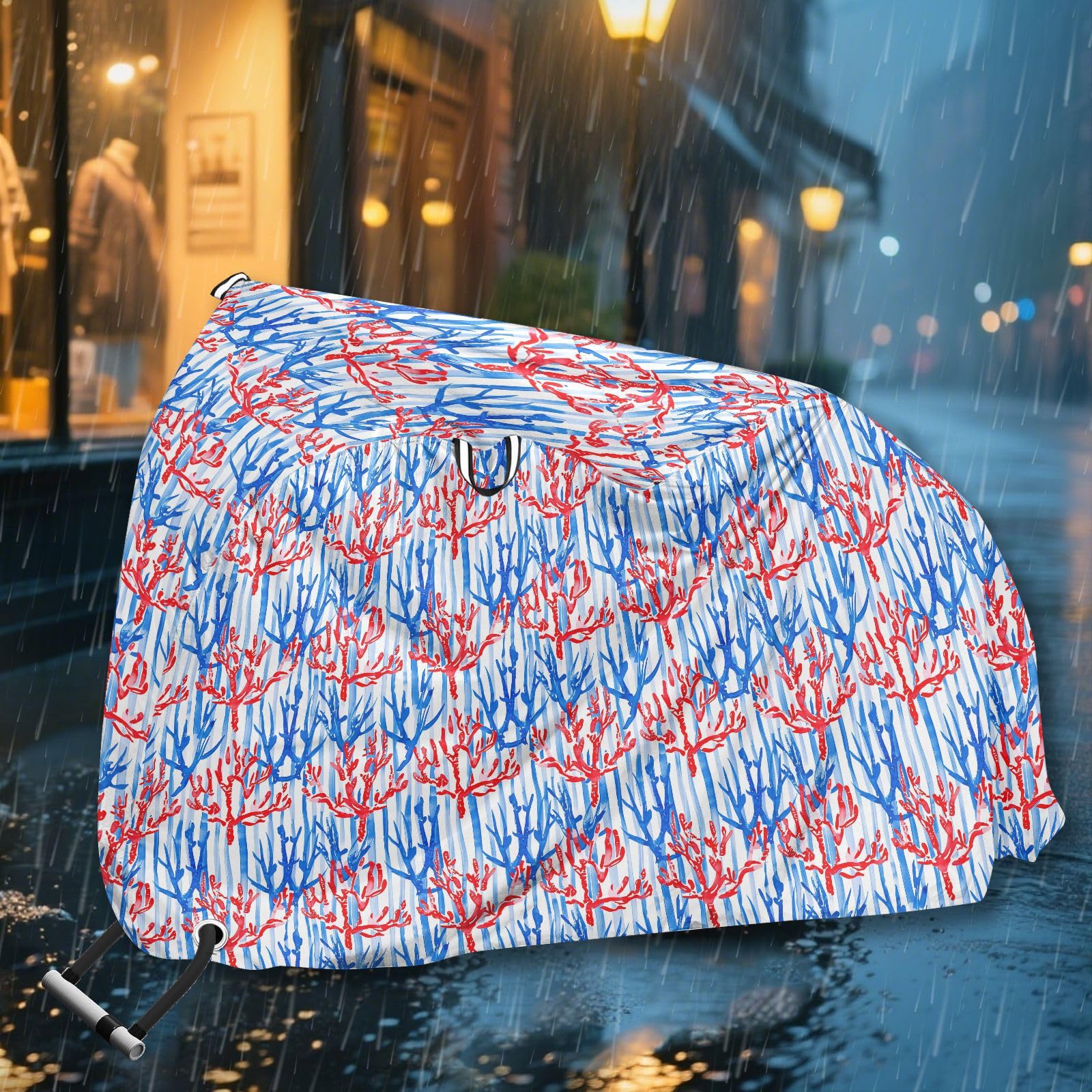 Coperture per moto da esterno impermeabile con motivo corallo rosso e blu