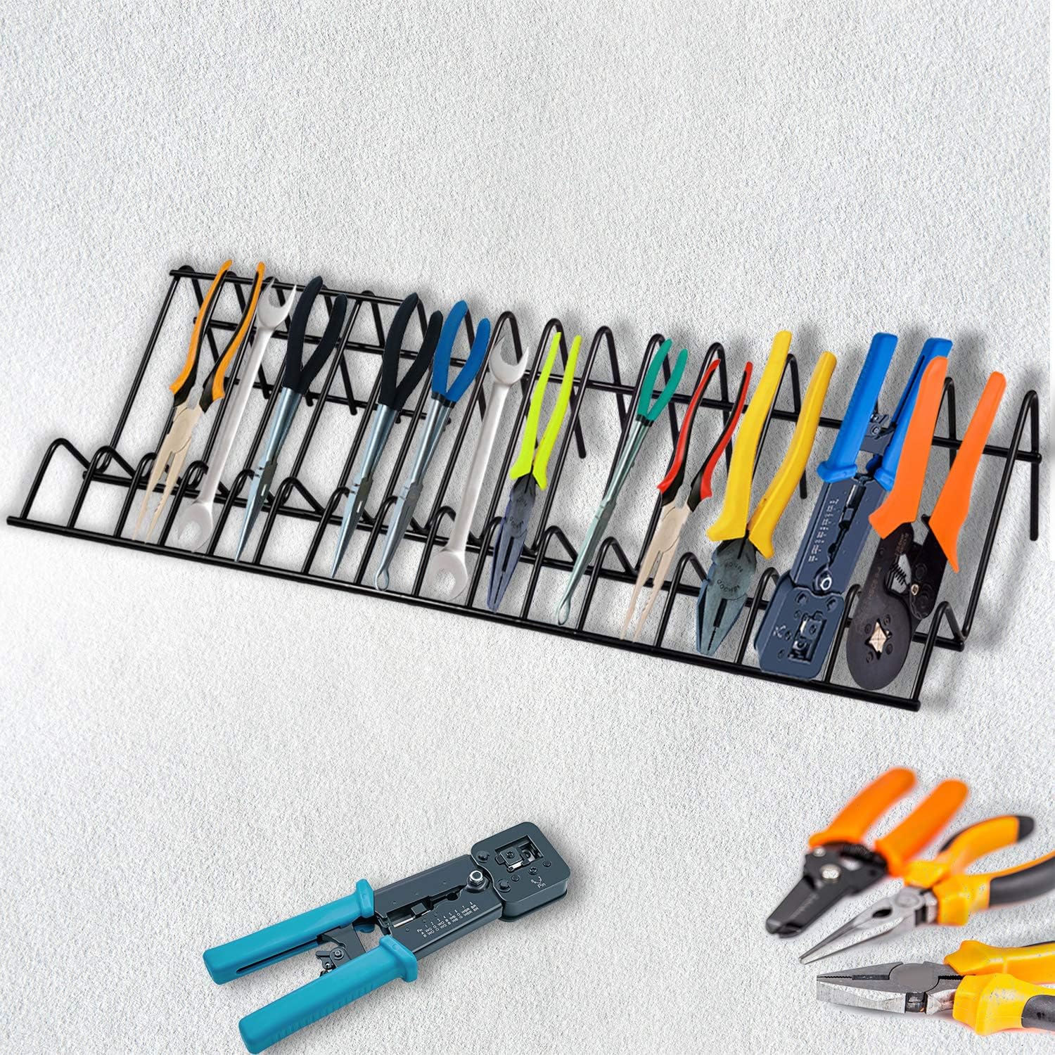 4 Pack Pliers Organizers for Toolboxes, Pliers Rack Tool with Durable Black Steel Rack Fits Most Toolboxes, 3 Size Rack Slots Fit Most Pliers, Professional Quality(Black)