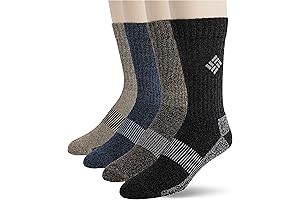 4 Pack Men's Moisture Control Wool Socks