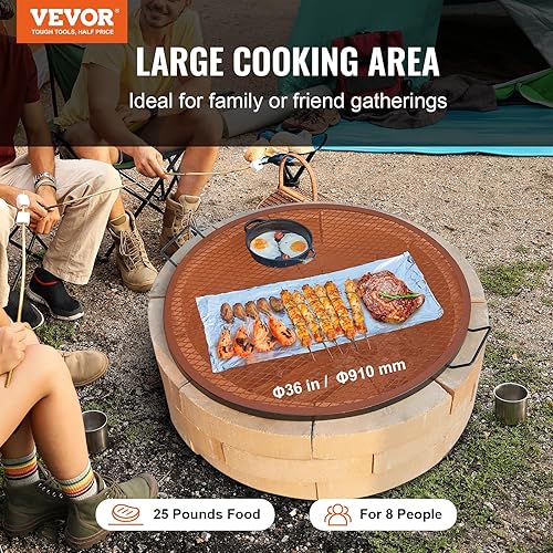Miniatura 10 de VEVOR X-Marks - Rejilla para fogata, parrilla de cocción redonda, parrilla de acero resistente con mango y cable de soporte, utensilios de cocina