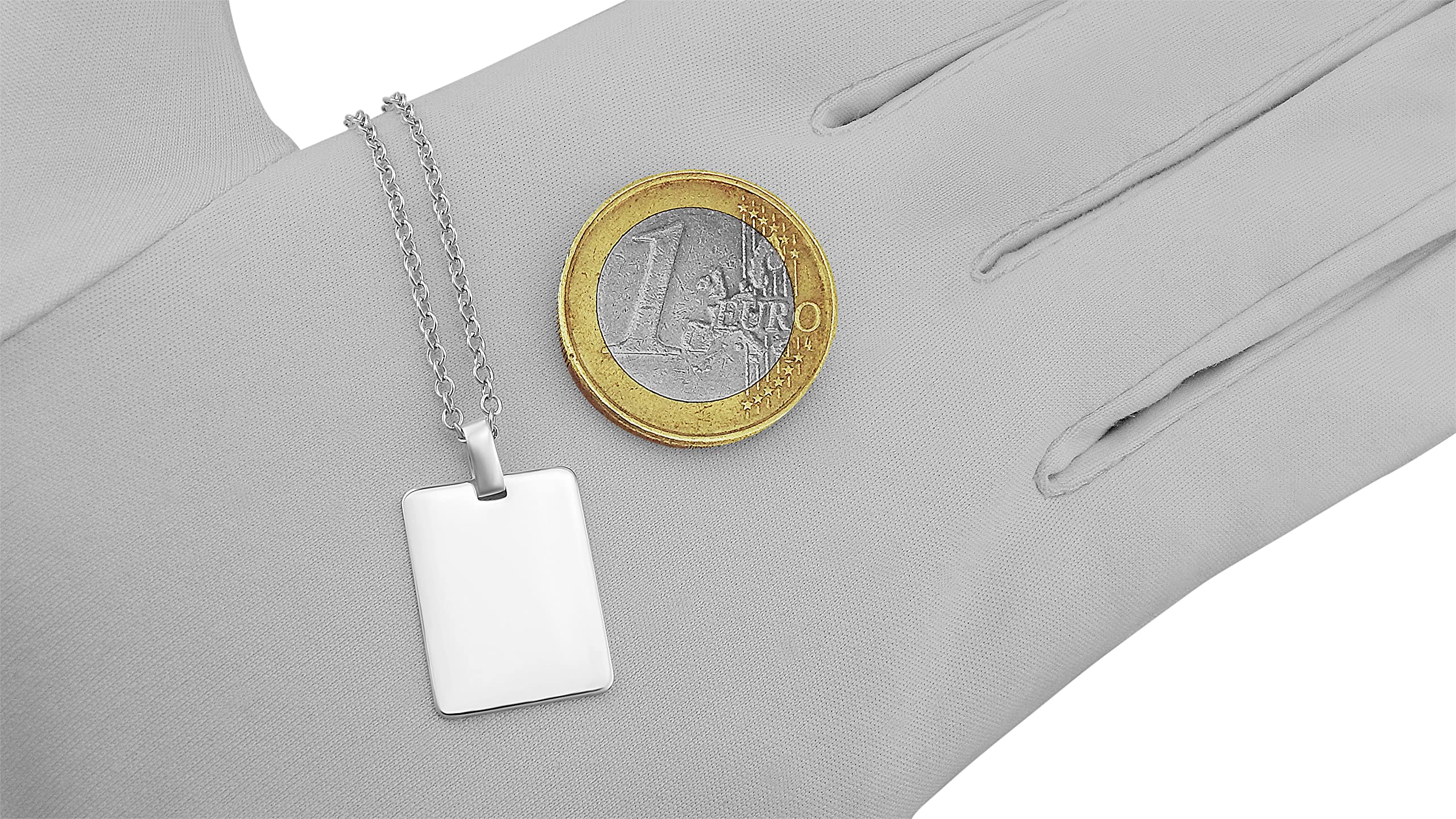 925 Sterling Silber Kette mit Gravur 42 + 3 cm mit Anhänger Dog Tag in silber - Personalisierte Halskette Damen Silberkette Schmuck - Geschenke personalisiert