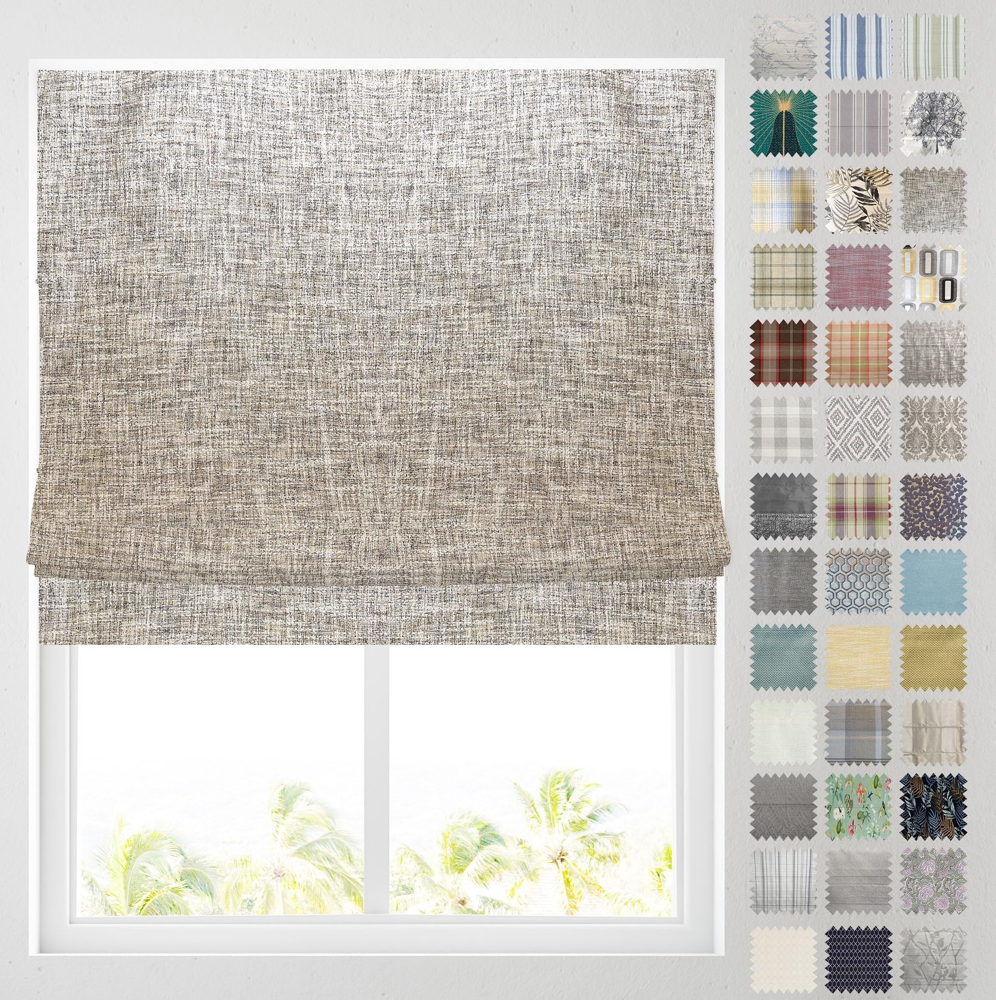 Barnes Blinds And Interiors Harley Natural Barnes Blinds - Patterned Roman Blinds, Fully Lined, Custom Sizing Available - Durable Fittings Easy Fit ( 153Cm)