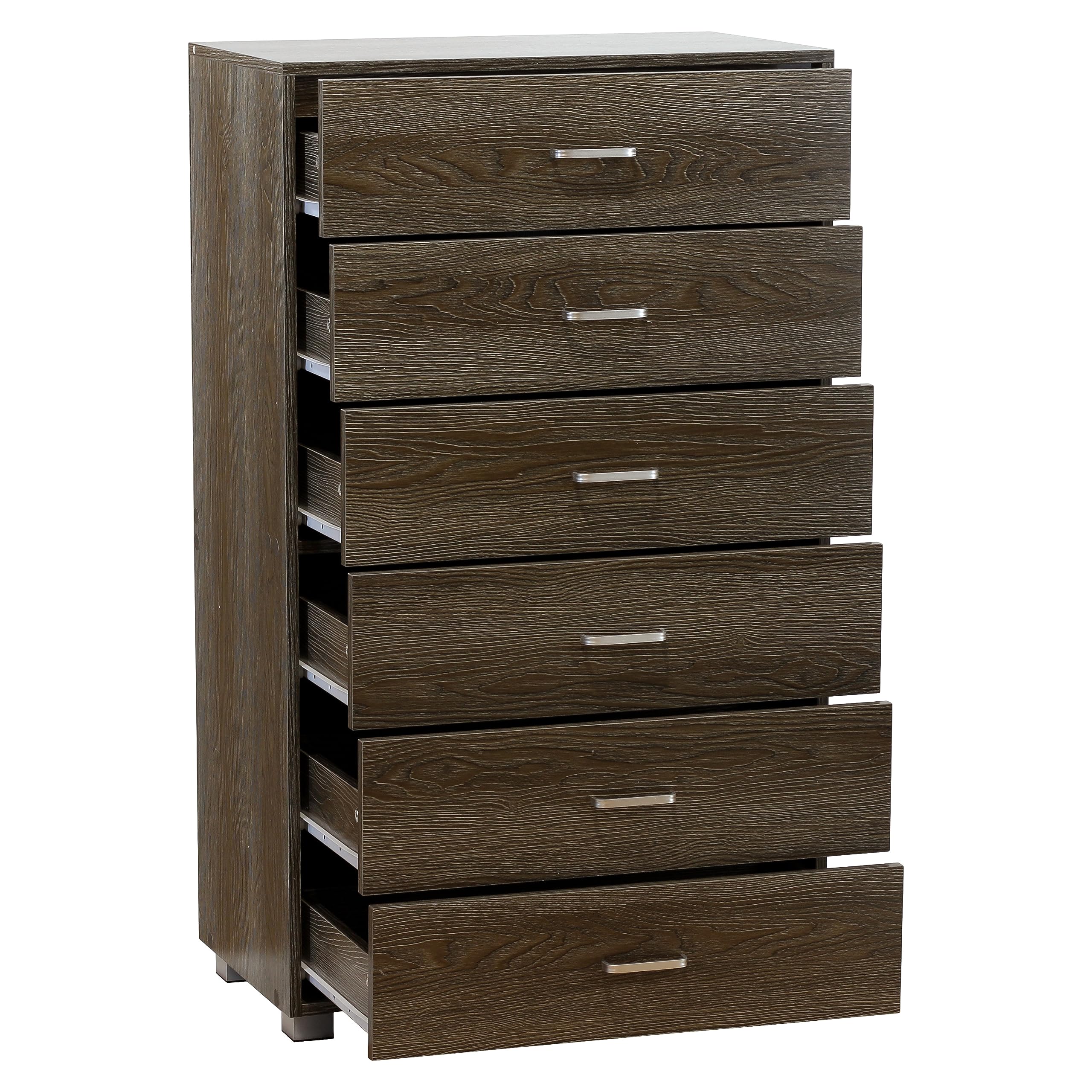 Cassettiera In Legno Totò Piccinni 6 Cassetti - Design Moderno, Noce, Ideale Per Camera E Soggiorno - Foto 5