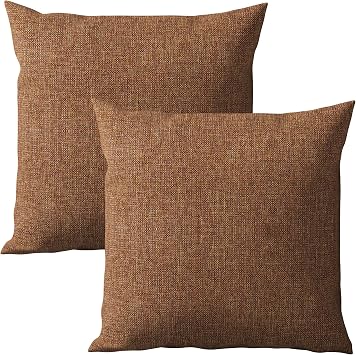 Throw Pillow Covers 18x18 Inch, Set of 2, Decorative Couch Square Throw Pillow Cover for Sofa Bedroom Chair Living Room, The Rahat Brown