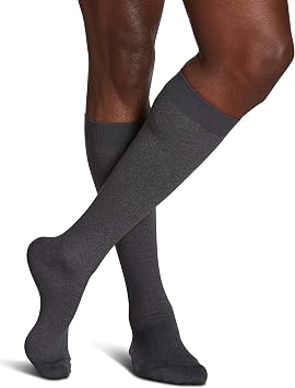 Sigvaris Mens Microfiber Patterns 183 Calf High Compression Socks 15-20mmHg - Graphite Heather - C Large