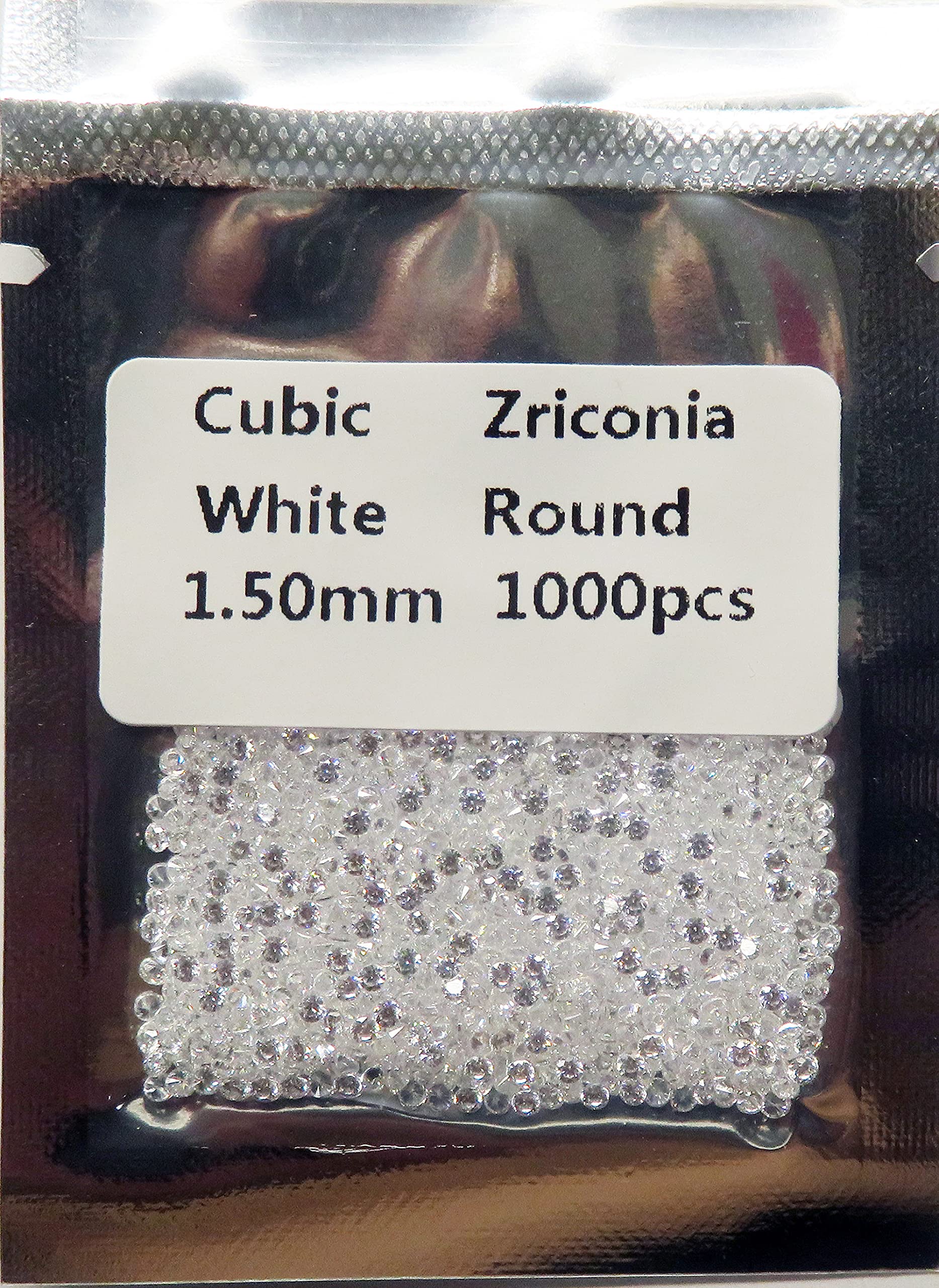 1,000 PCS Each Size Clear Cubic Zirconia 1.00 MM