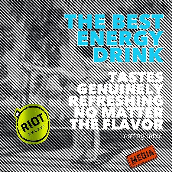 RIOT Energy Drink, Berry, 160mg Natural Caffeine, 16 Fl Oz, 12-Pack