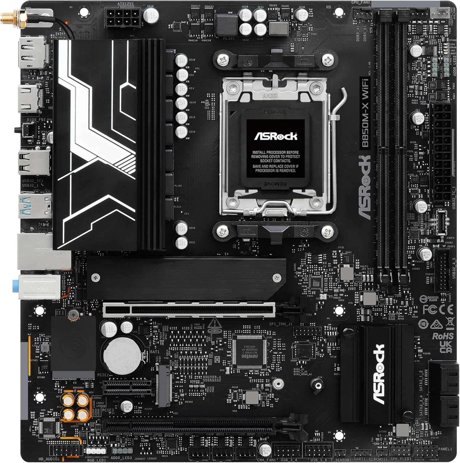 ASRock B860M X WiFi 6E DDR5 up to 9066+ (OC) MHz 128GB M.2 B860 LGA1851 Micro ATX Motherboard Intel Core Ultra(Series 2) BIOS Flashback SATA3 6.0 Gb/s PCIe 4.0 x16 Realtek 2.5G LAN 7 x USB 3.2
