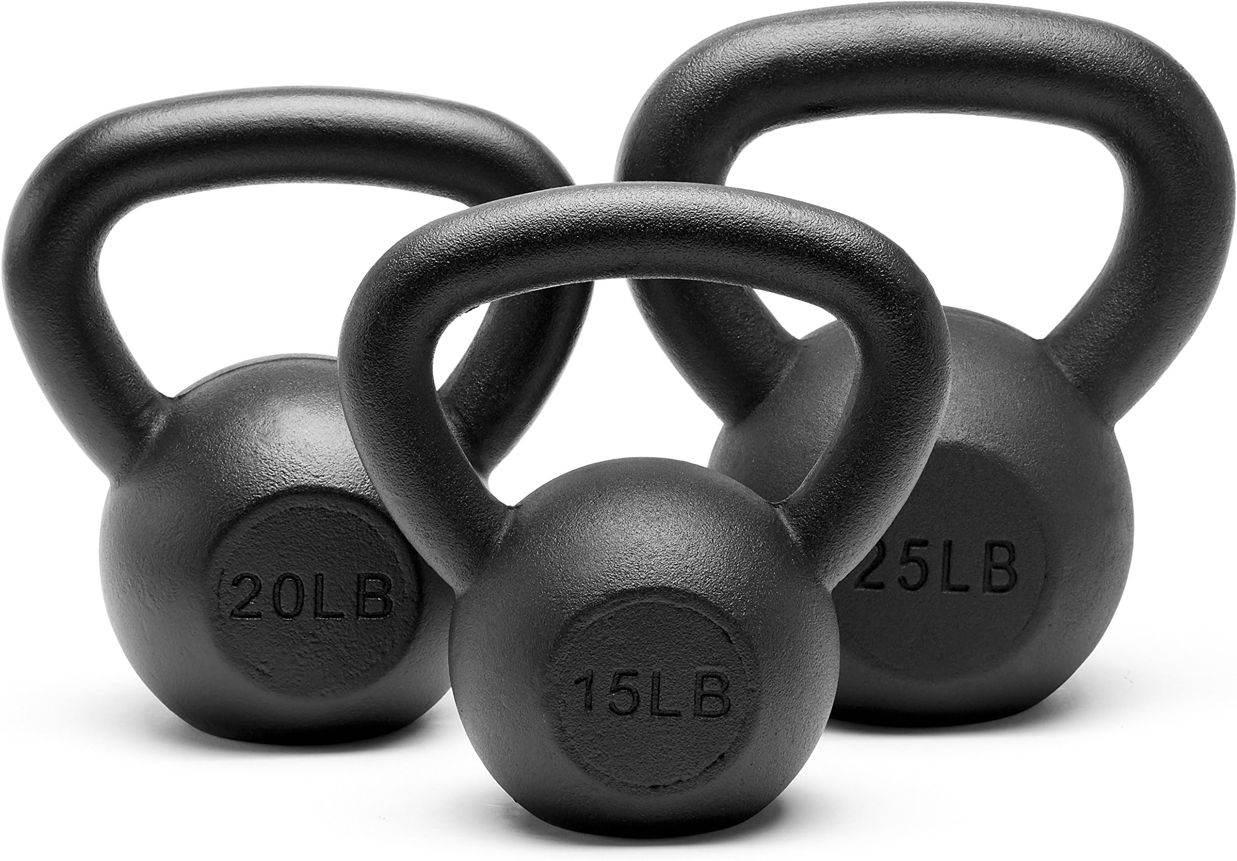 Powder Coated Solid Cast Iron Kettlebell Weights Set 5, 10 15, 20, 25, 30, 35, 40, 45 lbs All Combination