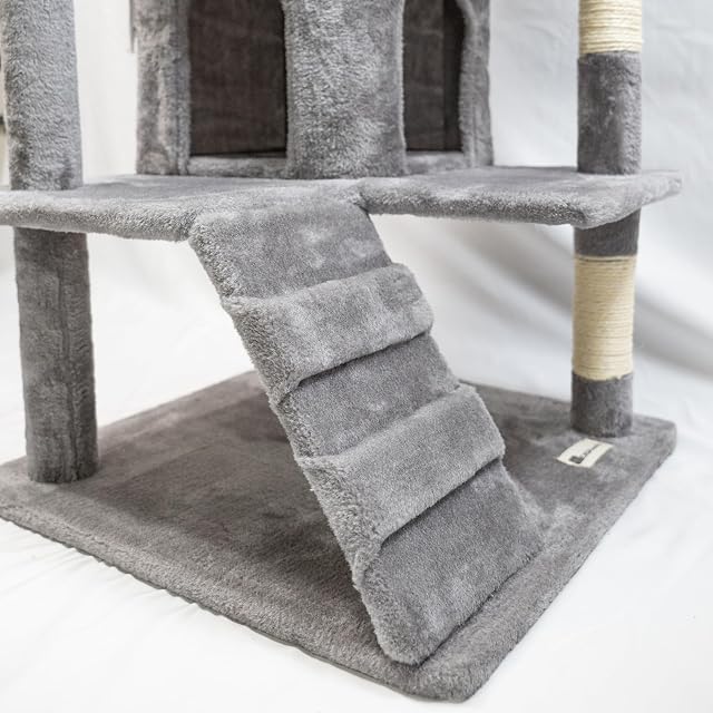 Foto 6 de 8 de Árbol Rascador para Gatos BIMBI de 138 cm CASA basics, Torre Multi-Nivel con Cuevas, Plataformas, Hamaca…