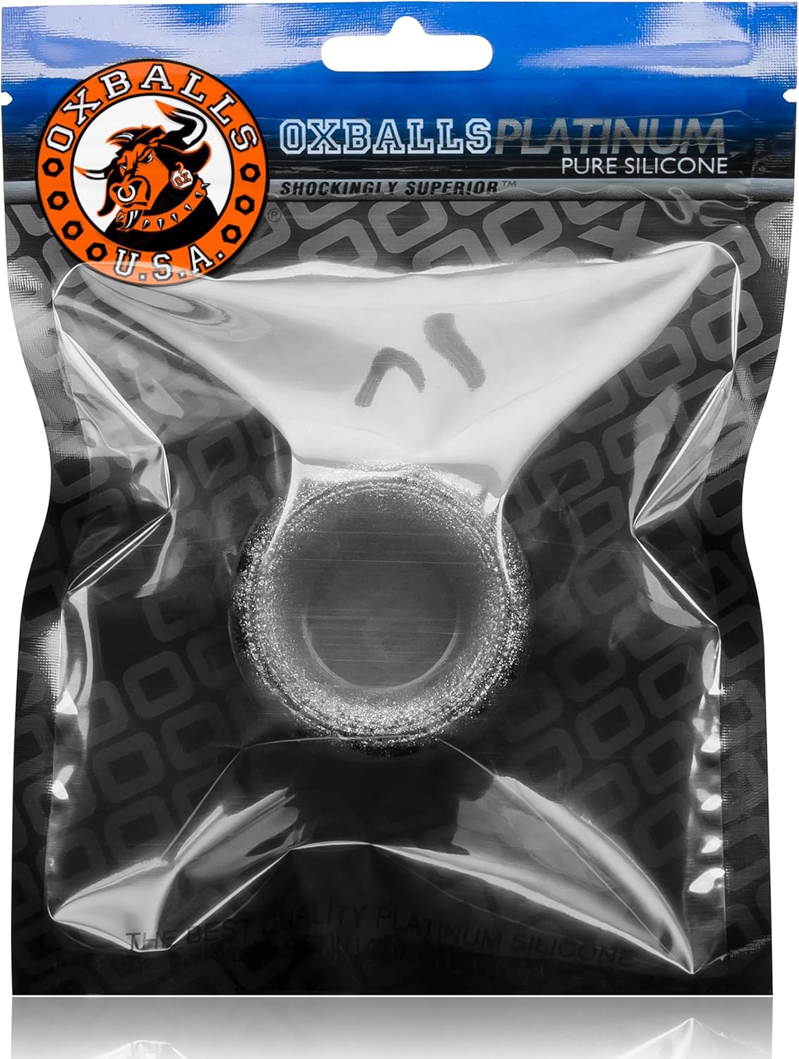OXBALLS NEO Short Super-Stretchy Silicone Ball Stretcher Ring for Men - Ultra-Soft Pure Platinum Grip, Stackable Adult Toy Design for Heavy-Hanging Low Balls, and Progressive Stretching - Smoke