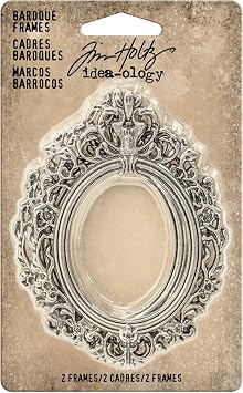 Tim Holtz Idea-ology Baroque Frames 2-Pack, 2.25 x 3 Inches Each, Antique Nickel Finish TH93267,Silver