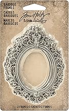 Tim Holtz Idea-ology Baroque Frames 2-Pack, 2.25 x 3 Inches Each, Antique Nickel Finish (TH93267),Silver