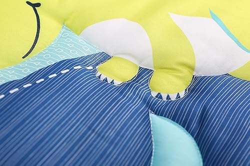 Miniatura 6 de Juego de ropa de cama de cuna de dinosaurio azul T-Rex con temática de dinosaurio para bebé, juego de ropa de cama + sábana bajera + falda + cenefa