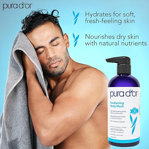 Miniatura 2 de PURA DOR Champú corporal Awakening 16 onzas  160fl oz con aloe vera manzanilla lavanda árbol de té y nutrientes naturales pH equilibrado para una