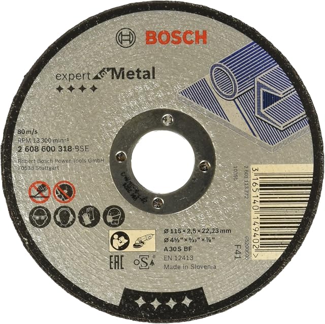 Bosch Professional 2608600318 - Straight Cutting Disc - Metal A 30 S Bf, 115 Mm, 2.5 mm (pack of 1)