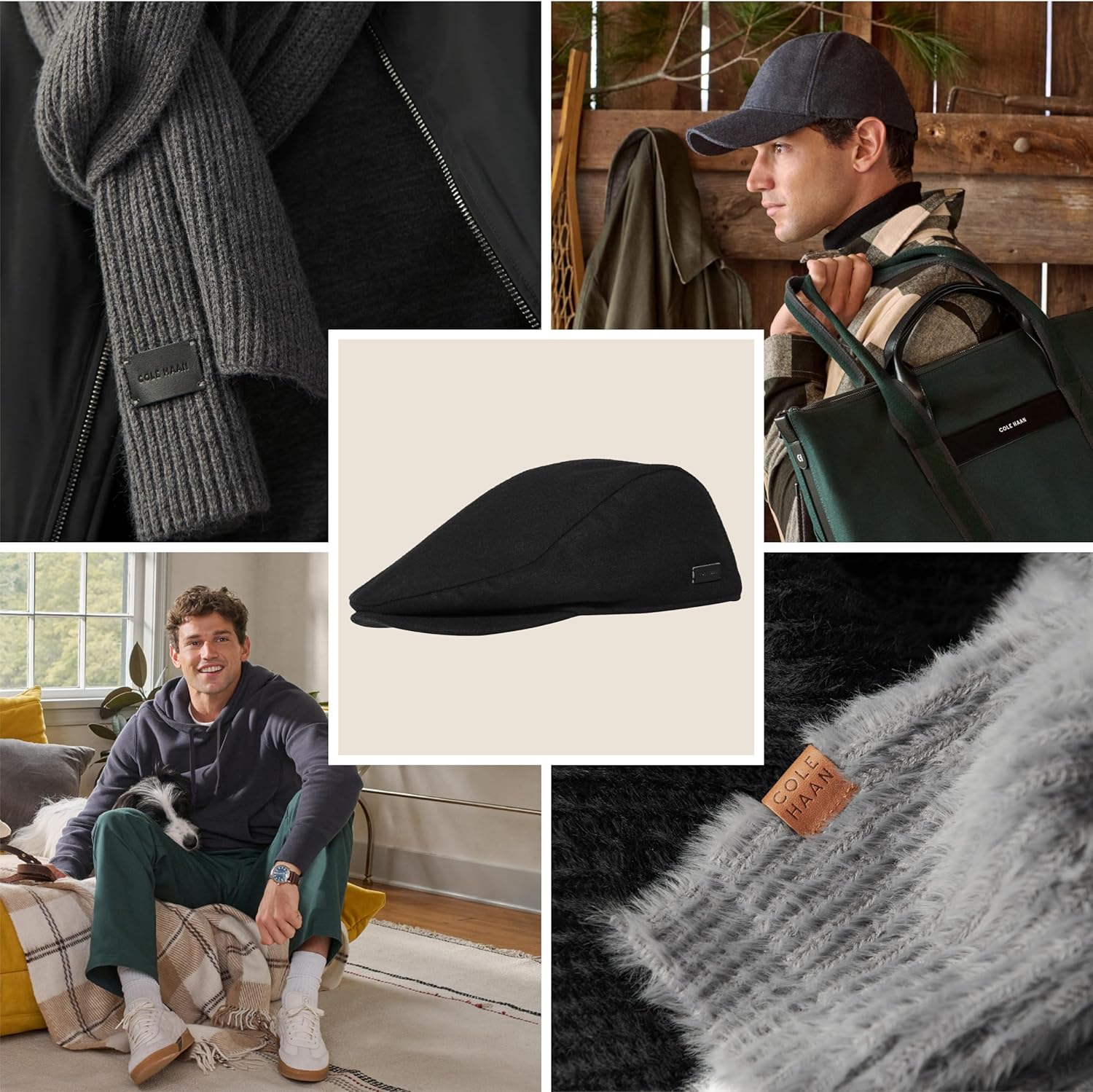 Cole Haan Newsboy Cap for Men, Wool Blend Ivy Flat Cap with Brushed Lining and Moisture-Wicking Sweatband - Image 6