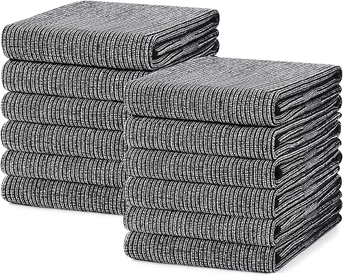 Miniatura 17 de Mordimy Paquete de 6 paños de cocina de alta calidad (18 x 28 pulgadas, negro), toalla de mano grande de algodón, paños planos y de rizo para secar