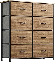 YITAHOME Chest of drawers, bedroom furniture, 8 fabric drawers with handles, metal frame, wooden top and large storage space, wood grain