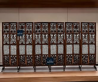 PINK CITY ARTS Wooden Partitions Made of Wood Room Divider for Living Room with Stands Hall Bedroom Wall Separator Panel (6 Panel 5 Feet with Stand)