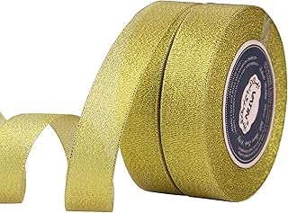 VATIN Glitter Metallic Gold Ribbon 1 inches Wide Sparkly Fabric Gorgeous Ribbon for Gift Crafters Wedding Party Brithday W...