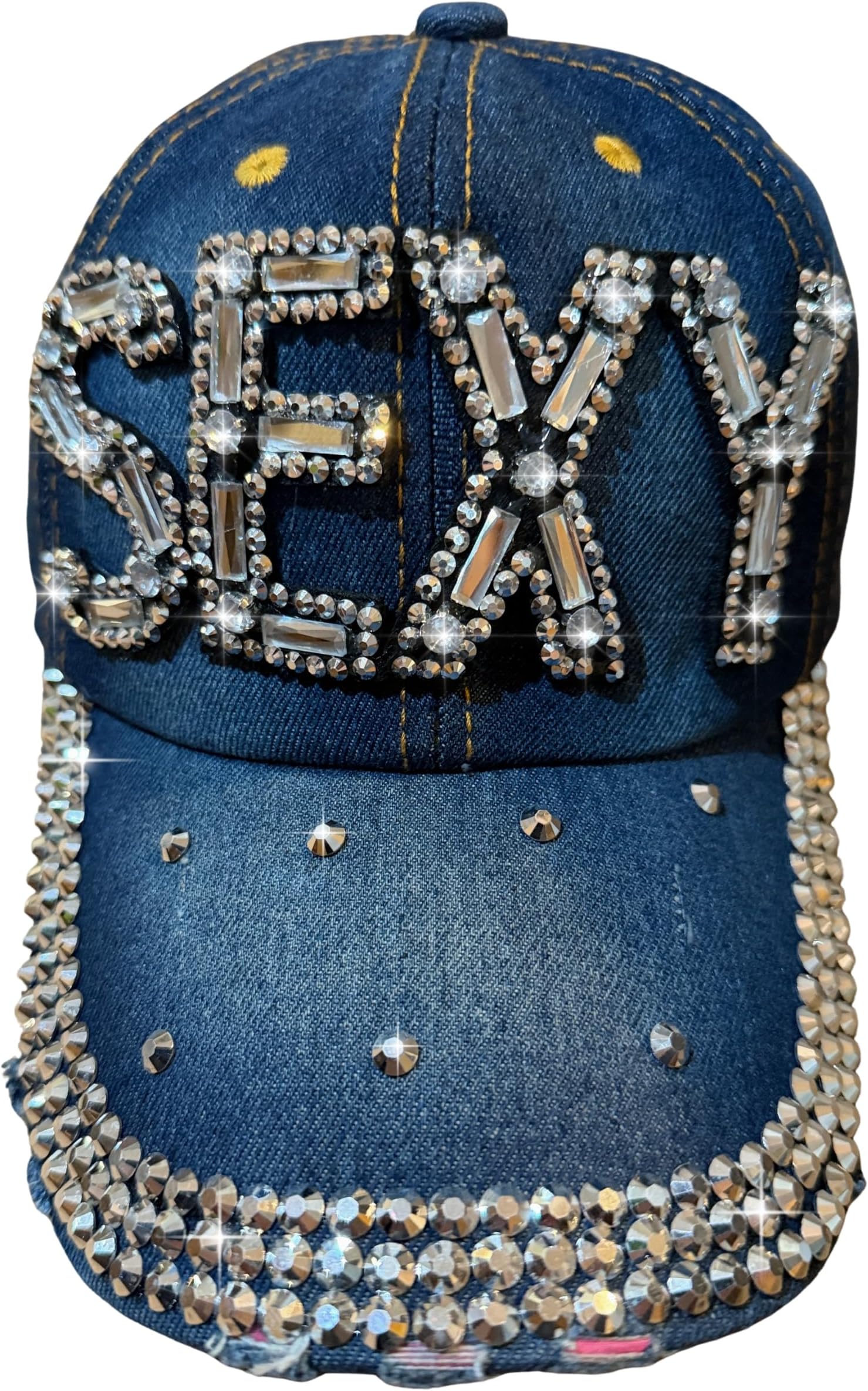 Bling Hat for Women, Rhinestone Baseball Cap, Bedazzled Distressed Denim Hats, Birthday Gifts for Women, Adjustable