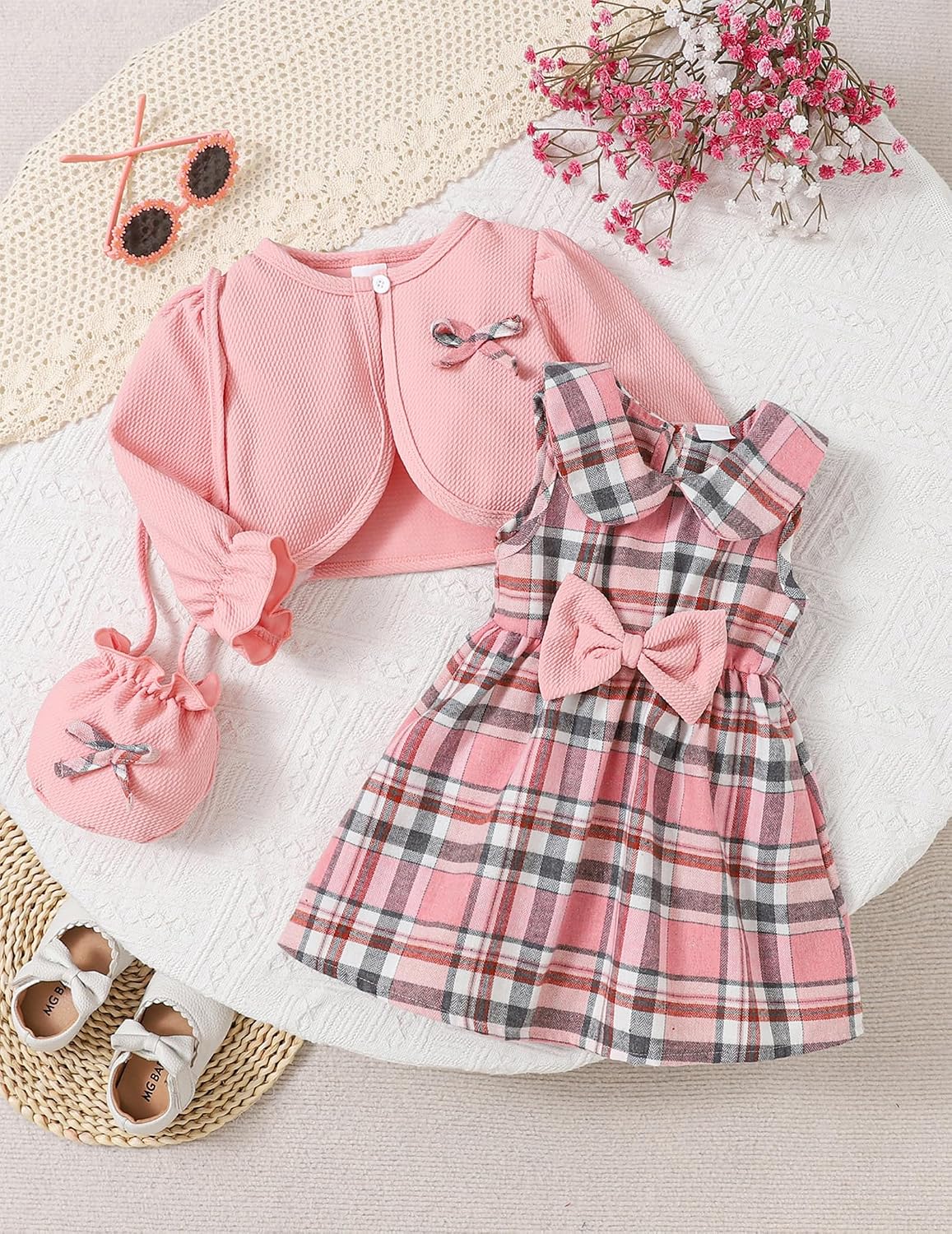 Baby Girl Clothes Toddler Dresses Infant Fall Winter Outfits Little Coat Princess Cardigan Dress Set +Cute Bag